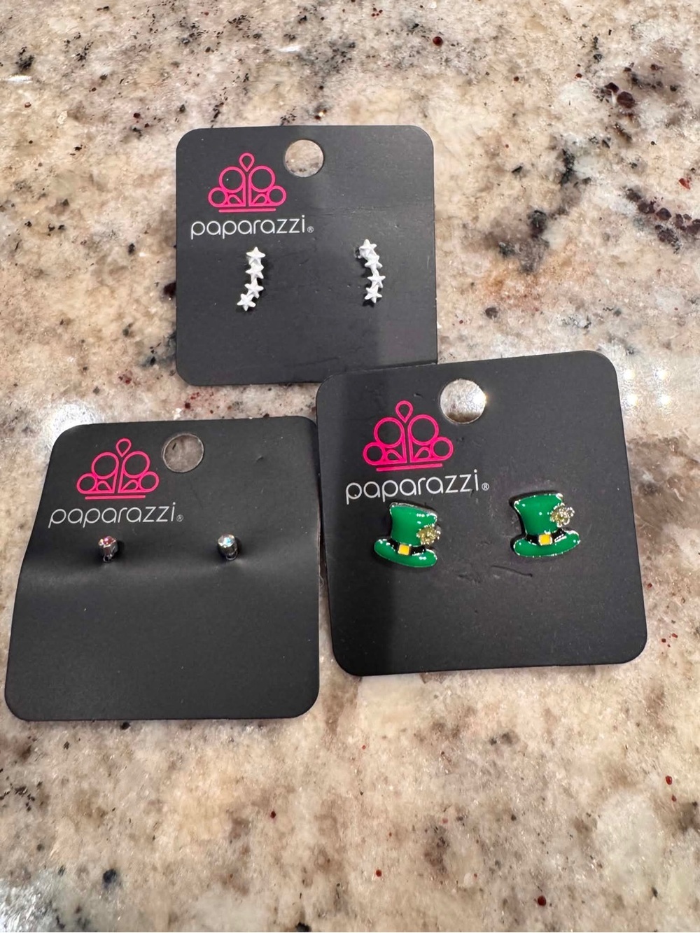 3pc set Paparazzi Kids Green Top Hat Stud Earrings - St. Patrick's Day
